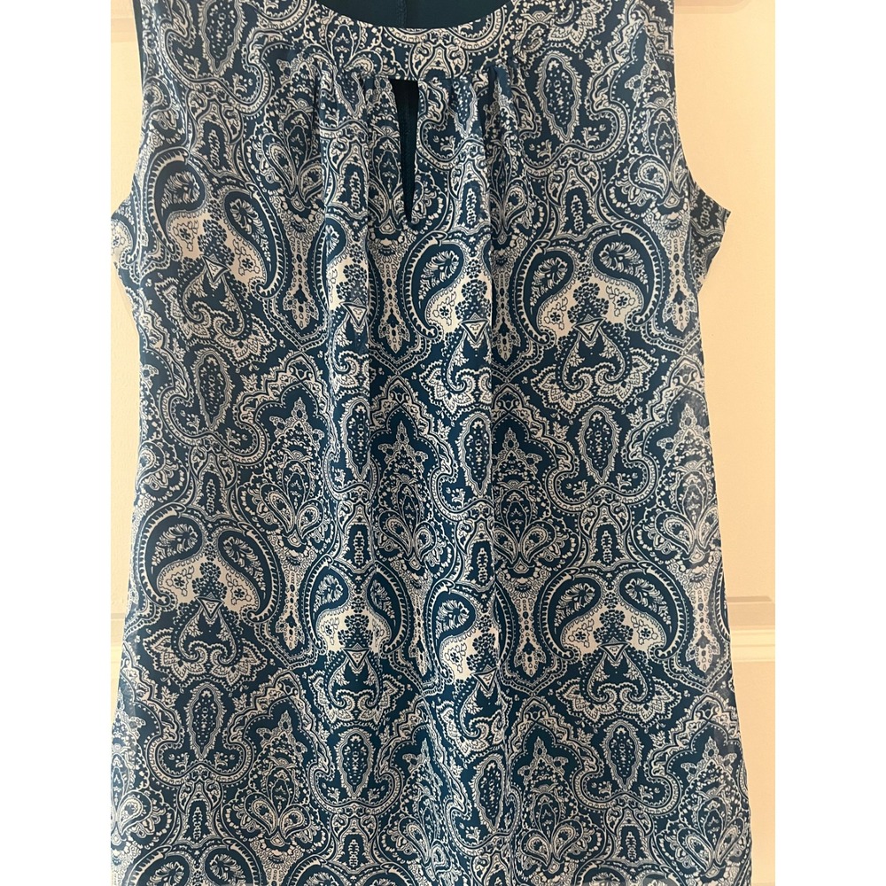 New York & Company Blouse Womens M Teal Paisley Shell Tank 1644 - Picture 8 of 12